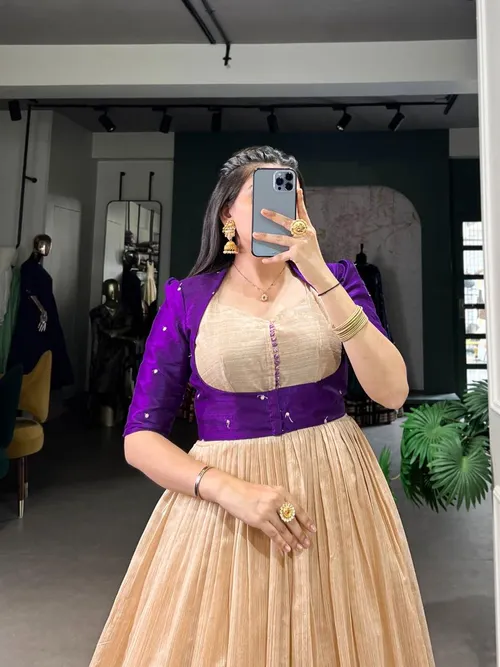 Silk Gown with Embroidered Banglori Jacket